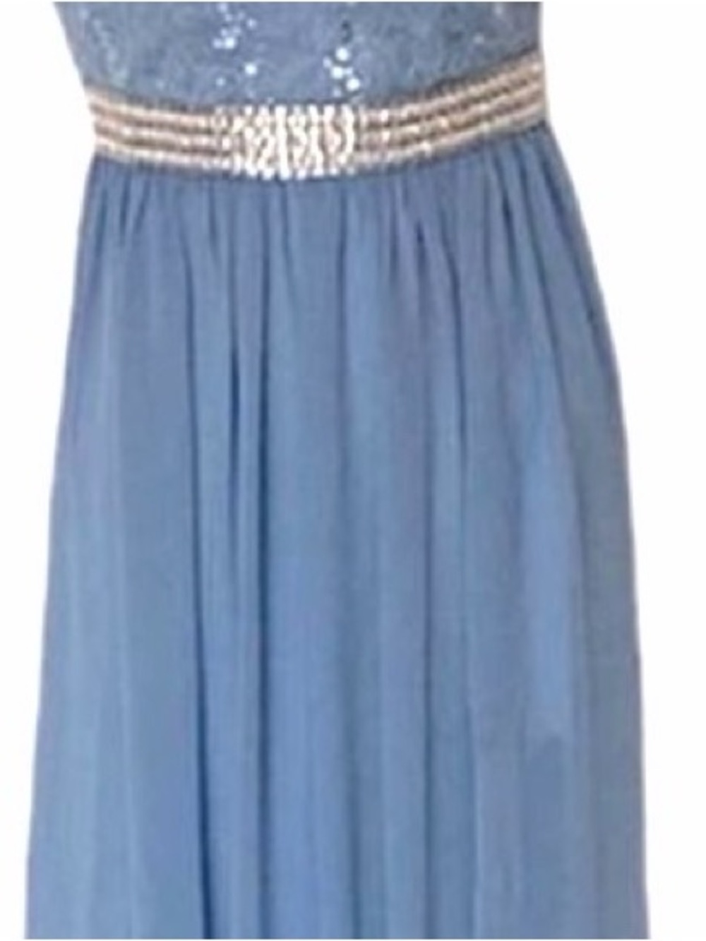 Emerald Sundae Lace Chiffon Blue Formal Maxi Prom Rhinestone Sequin Trim Dress - Picture 8 of 15